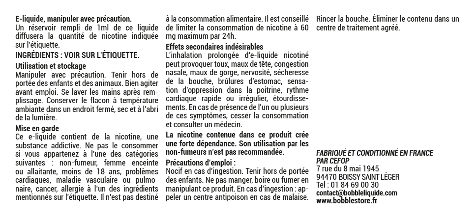 Bobble Gamme Classic 10ml - Classic French