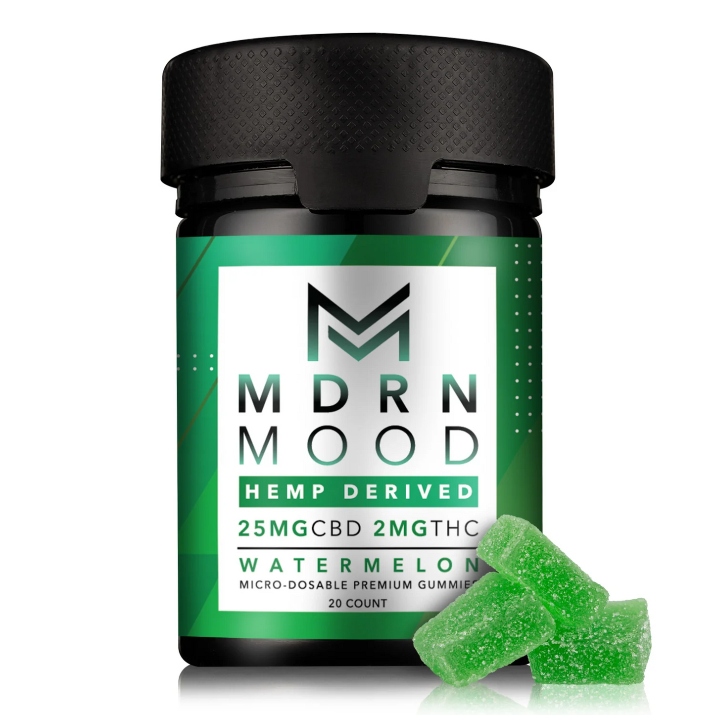 Boite de 20 Bonbons CBD & THC goût Pastèque - 25 mg CBD / 2 mg THC - MDRN MOOD