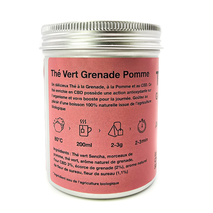 Tisane CBD : Antioxydant Thé Vert Grenade Pomme