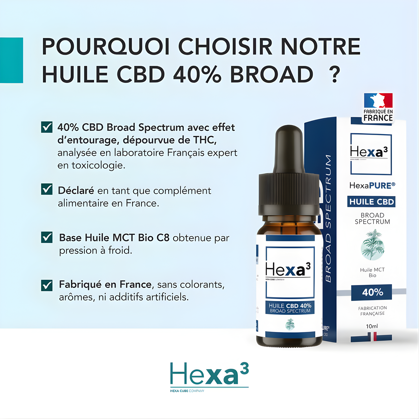 Huile CBD 40% Broad Spectrum Hexa3
