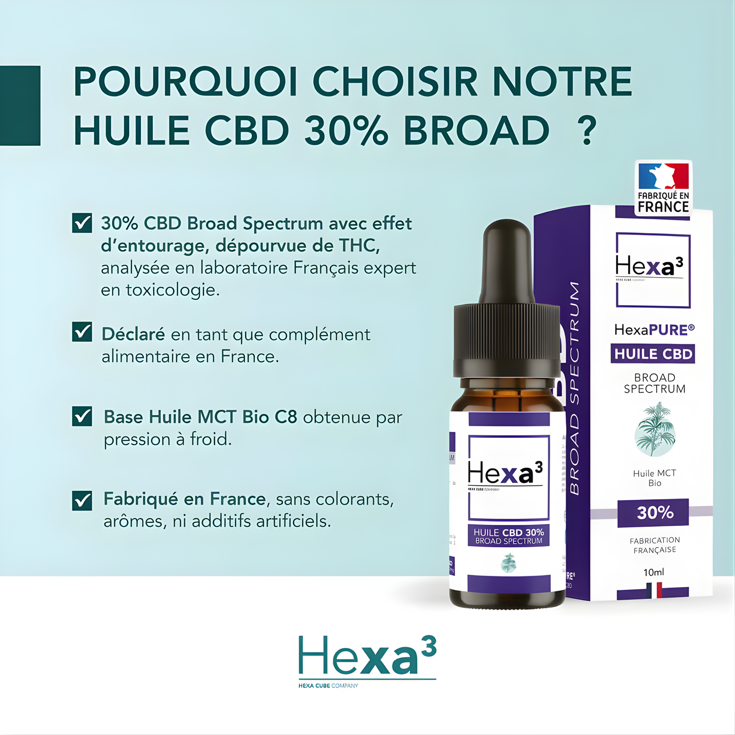 Huile CBD 30% Broad Spectrum Hexa3